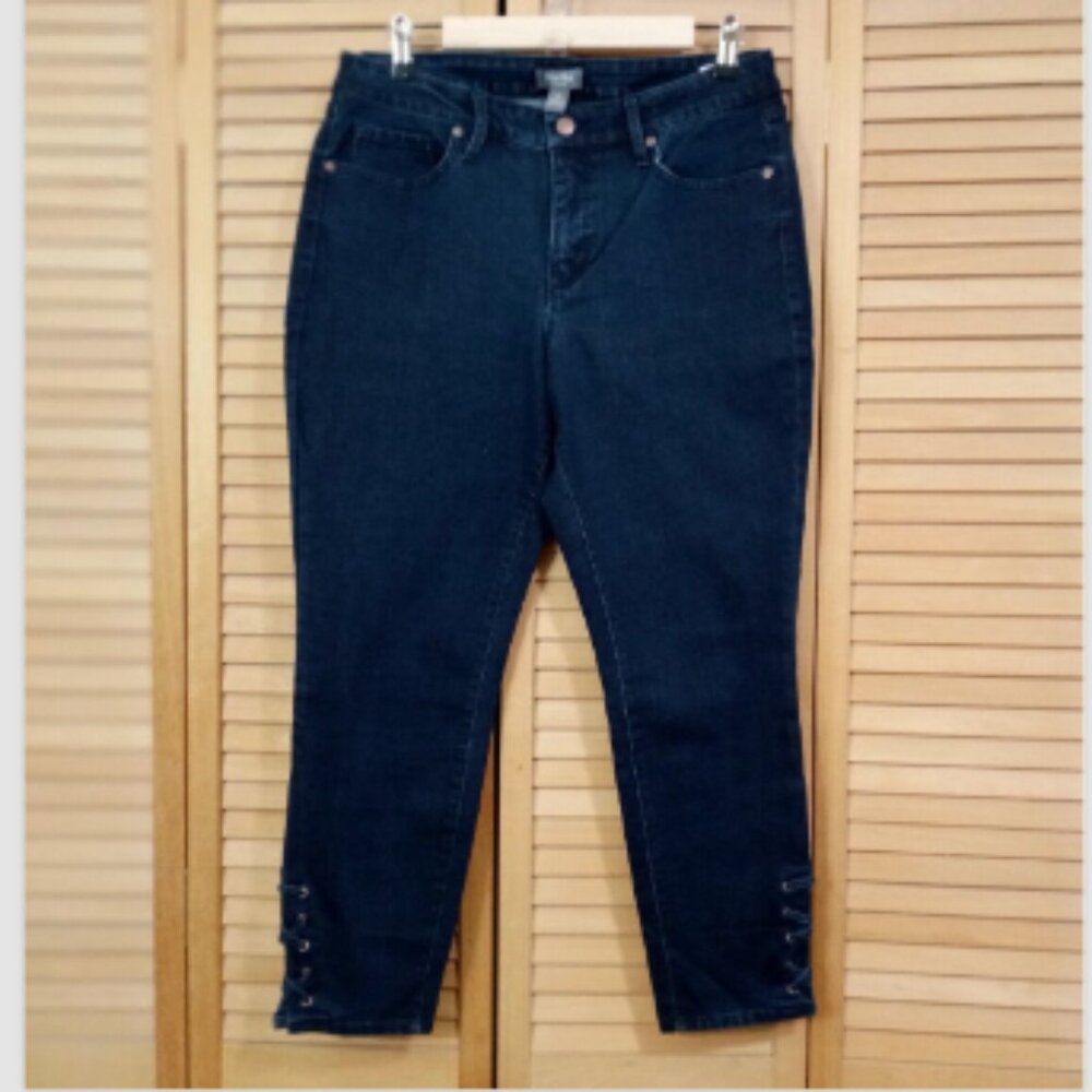 Martha Stewart Petite 5-Pocket Ankle Jeans w/ Lace-up Detail 10P
